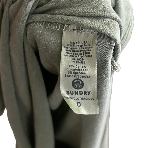 Sundry Flutter Sleeve Cotton Midi Dress Green Size 0 Boho Minimalist Spring - Picture 4 of 7